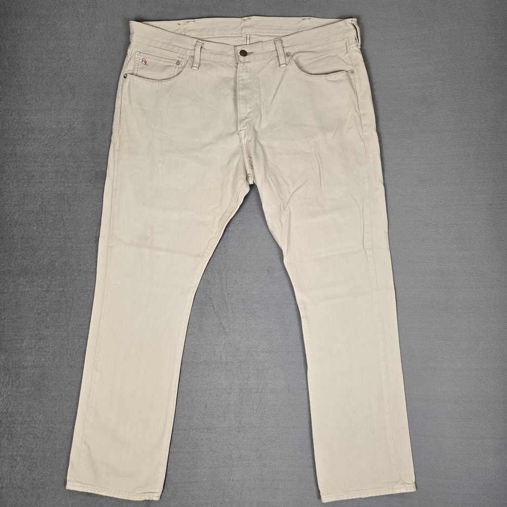 Polo Ralph Lauren Jeans Mens 38x30 Slim Straight 018 Hudson Bone Beige Denim